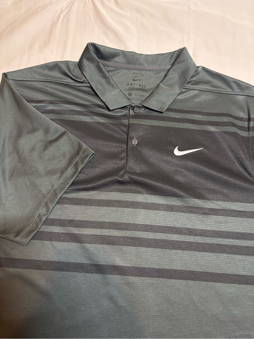 Nike Men’s Gray Striped Dri-FIT Polo